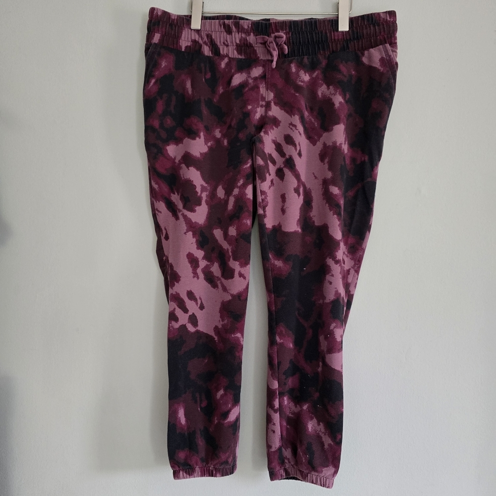 Isabel Maternity Maroon Camo Joggers Drawstring Pockets Sweatpants, Large